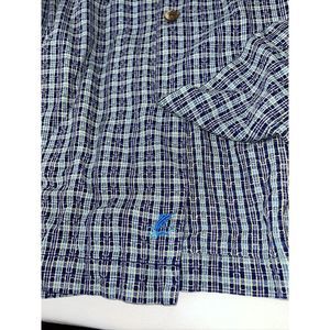Tommy Bahama 100 % SILK Men’s Polo Wooden Button Blue Large Shirt‎ sleeve Short